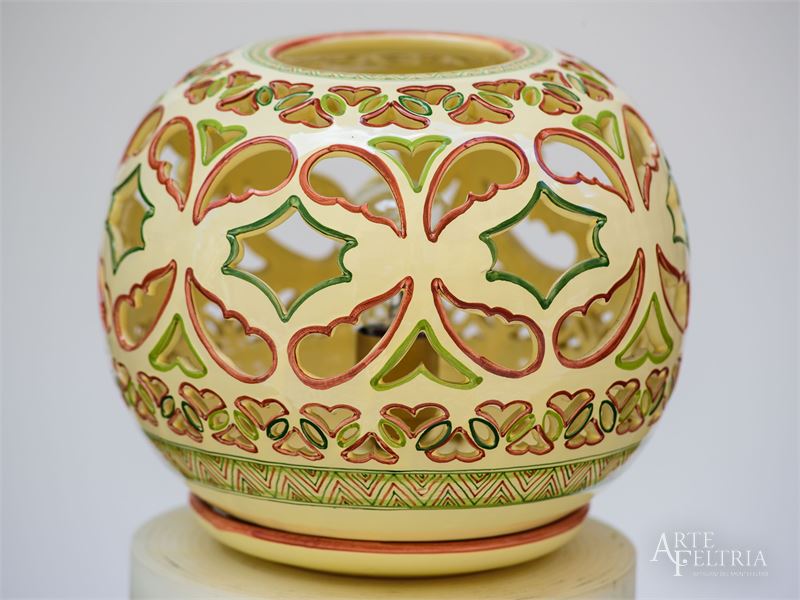 Lampada traforata a forma di sfera con base separata